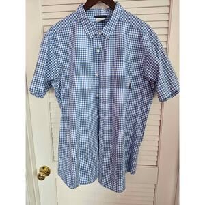 COLUMBIA MENS BLUE PLAID BUTTON DOWN COTTON SHIRT MENS XL EXTRA‎ LARGE